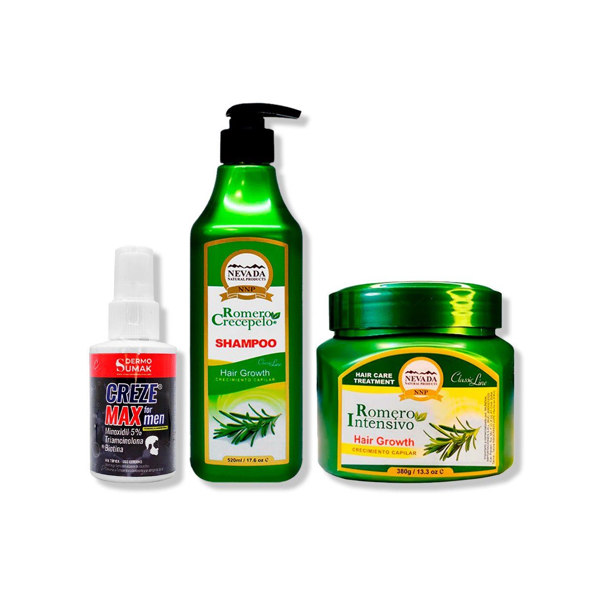 IMPORTADO MC - CREZE MAX FORMEN 60ML + SHAMPOO ROMERO 520ML + CREMA DE CRECIMIENTO