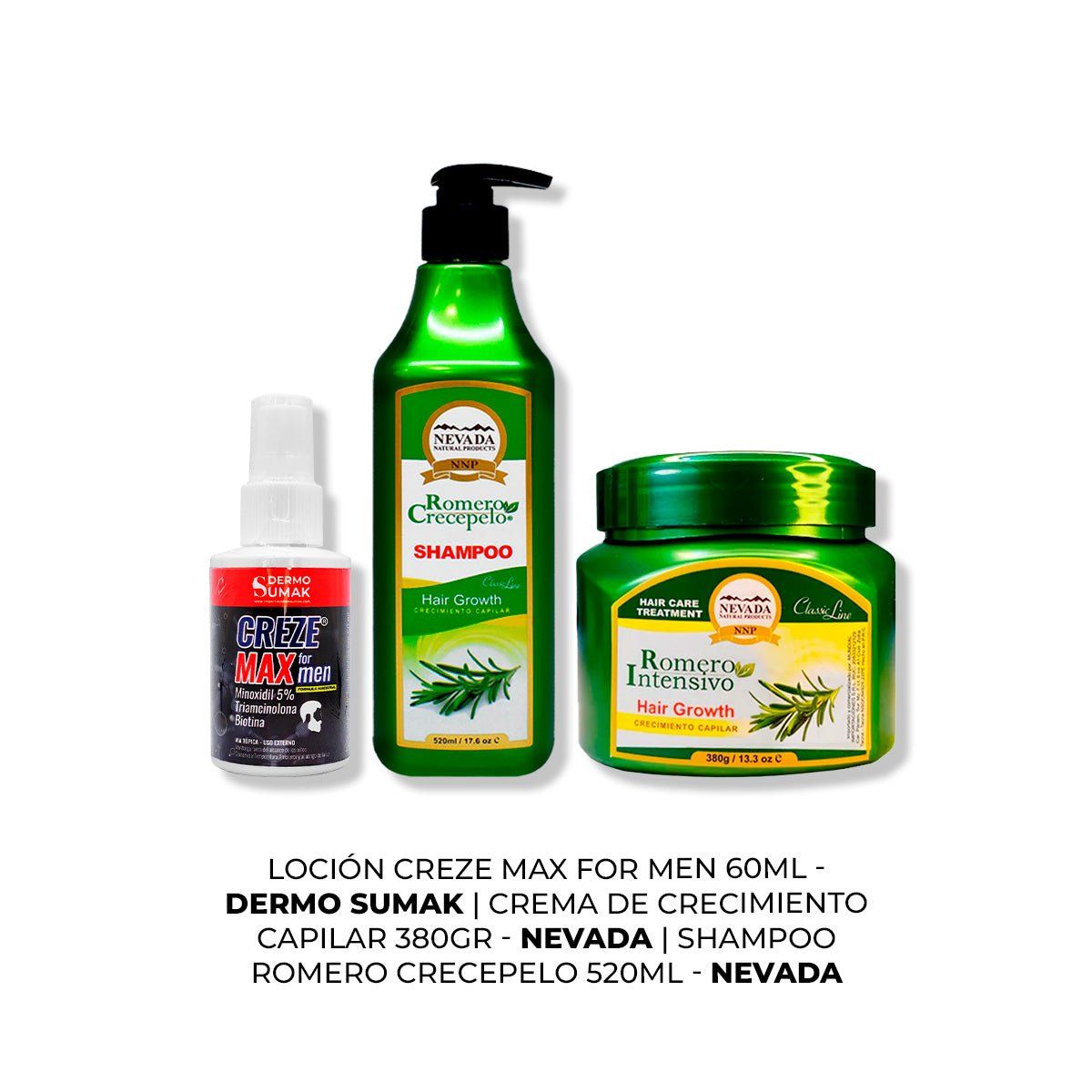 IMPORTADO MC - CREZE MAX FORMEN 60ML + SHAMPOO ROMERO 520ML + CREMA DE CRECIMIENTO