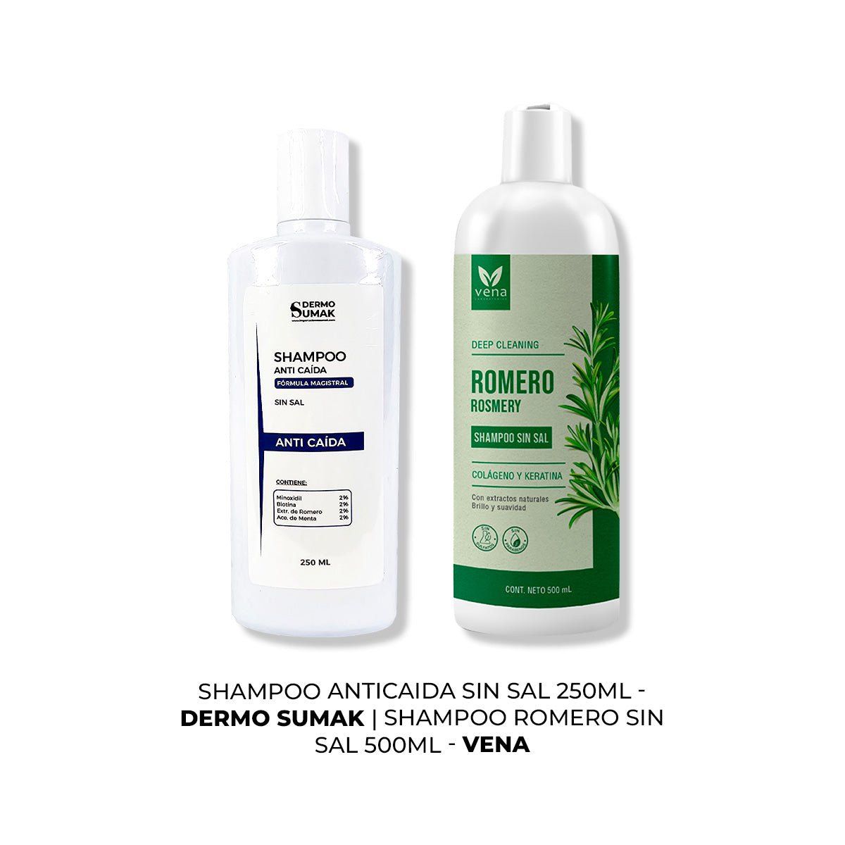 IMPORTADO MC - SHAMPOO ANTICAIDA SIN SAL 250ML + SHAMPOO ROMERO VENA 500ML