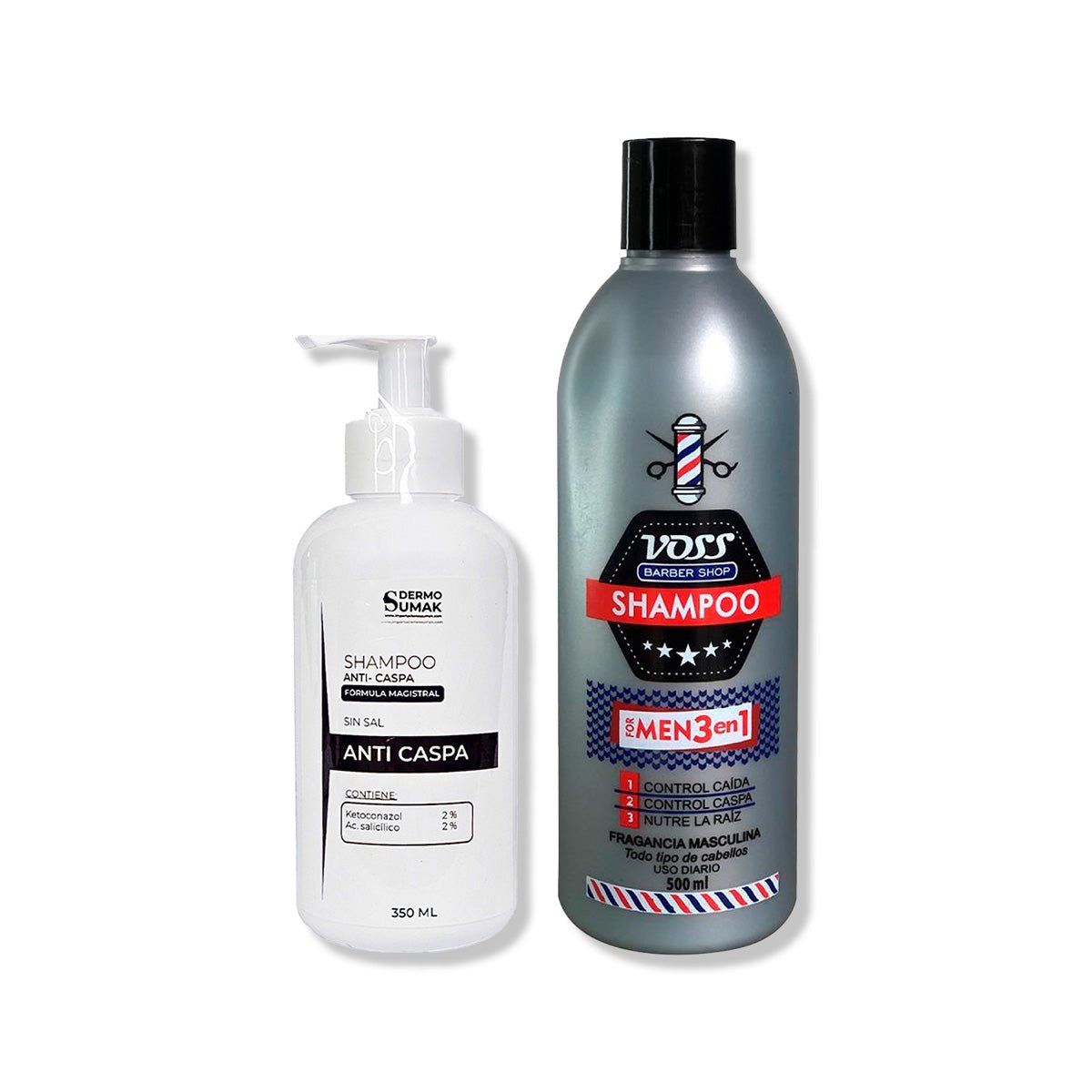 IMPORTADO MC - SHAMPOO ANTICASPA SIN SAL 350ML + SHAMPOO VOSS 3 EN 1 FOR MEN 500ml
