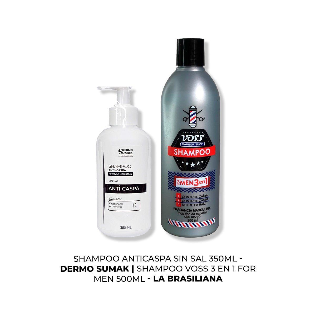 IMPORTADO MC - SHAMPOO ANTICASPA SIN SAL 350ML + SHAMPOO VOSS 3 EN 1 FOR MEN 500ml