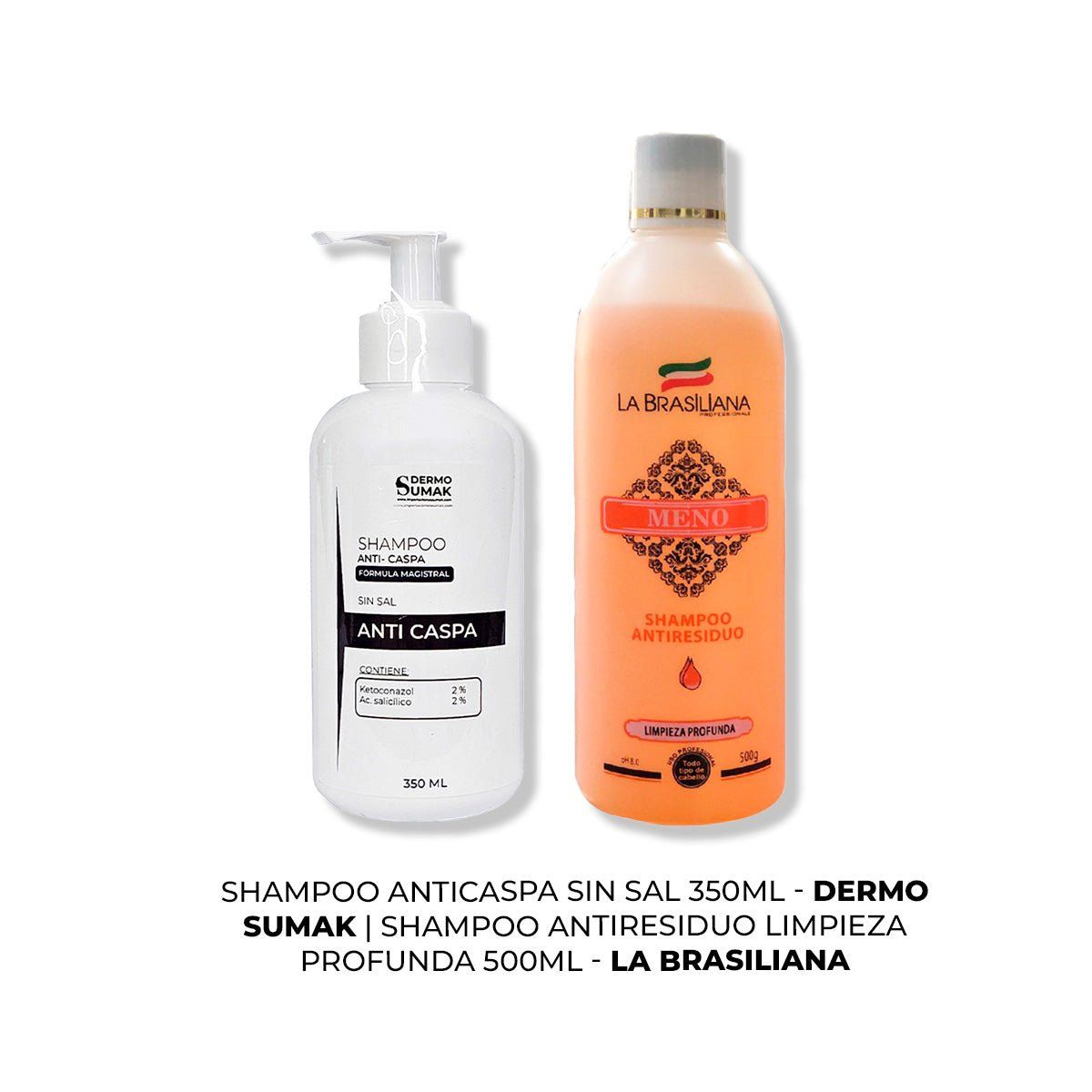 IMPORTADO MC - SHAMPOO ANTICASPA SIN SAL 350ML + SHAMPOO ANTIRESIDUO 500ML