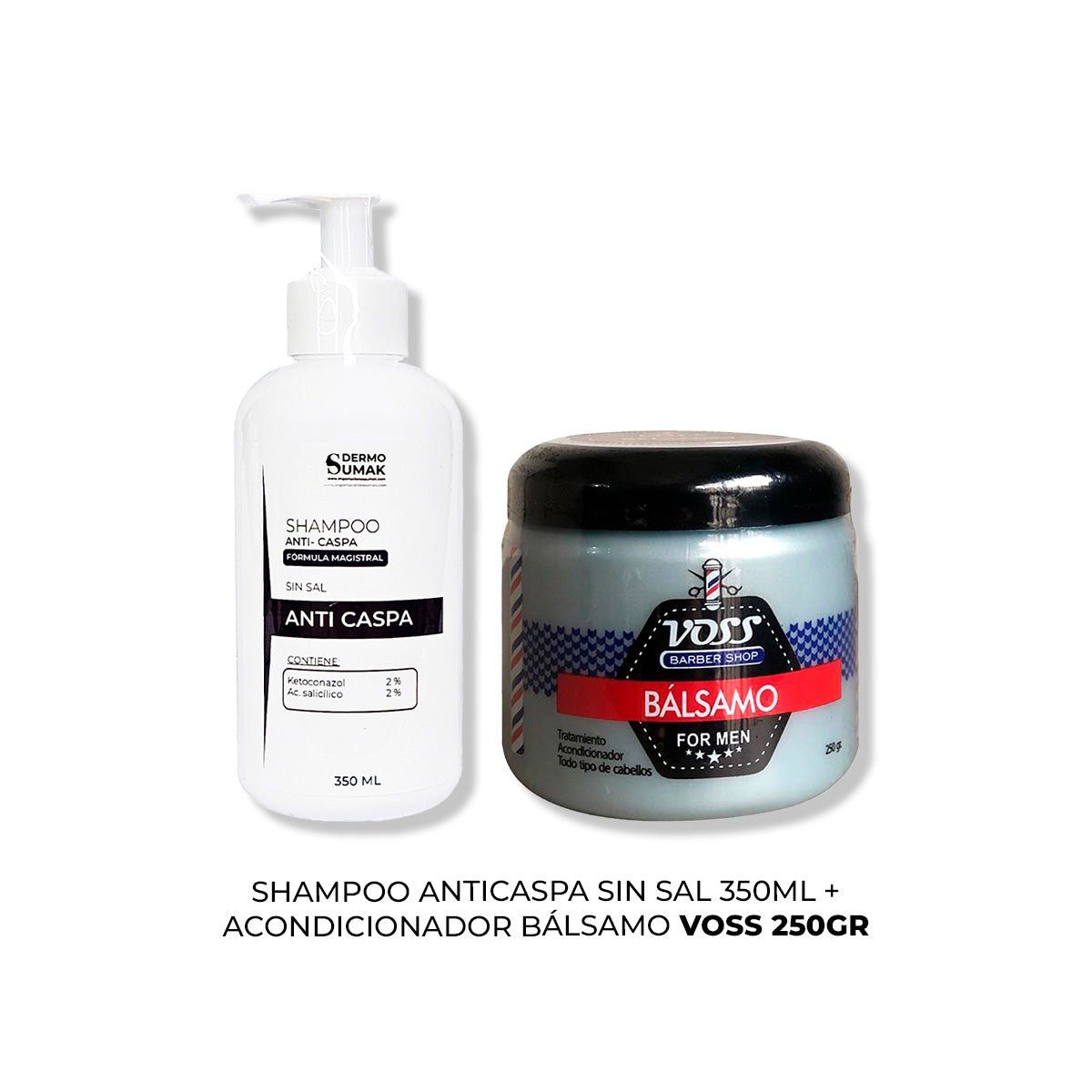 IMPORTADO MC - SHAMPOO ANTICASPA SIN SAL 350ML + ACONDICIONADOR BÁLSAMO VOSS 250GR