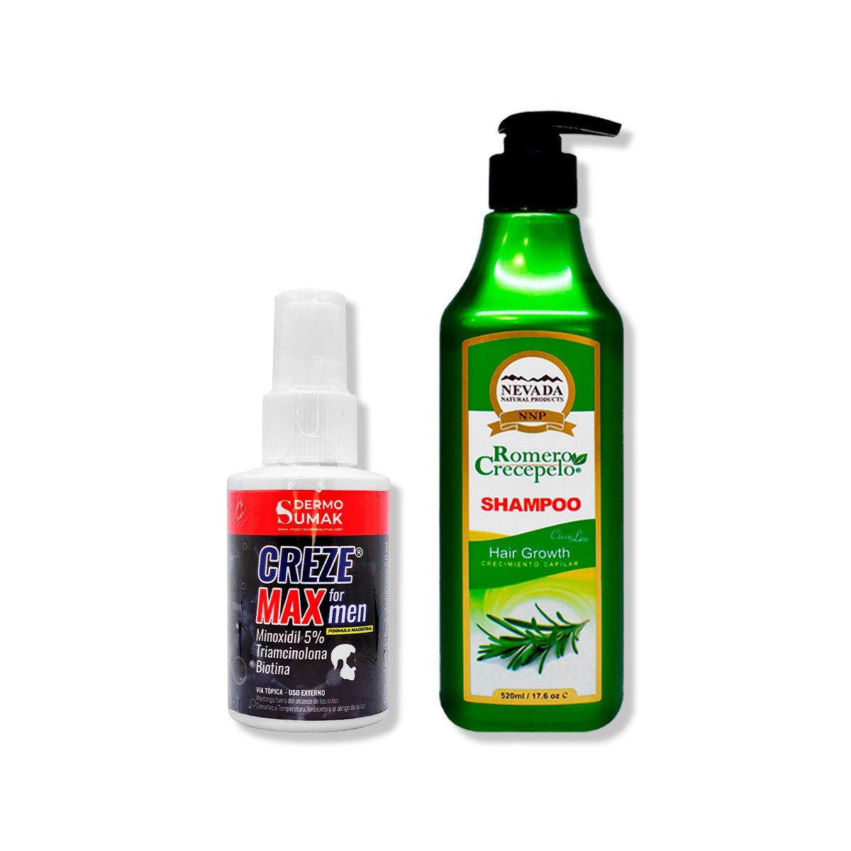 IMPORTADO MC - LOCIÓN CREZE MAX FORMEN 60ML + SHAMPOO ROMERO CRECEPELO 520ML