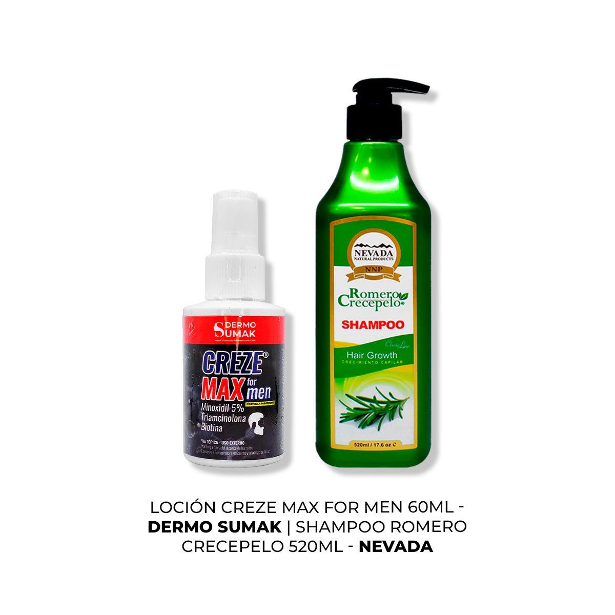 IMPORTADO MC - LOCIÓN CREZE MAX FORMEN 60ML + SHAMPOO ROMERO CRECEPELO 520ML