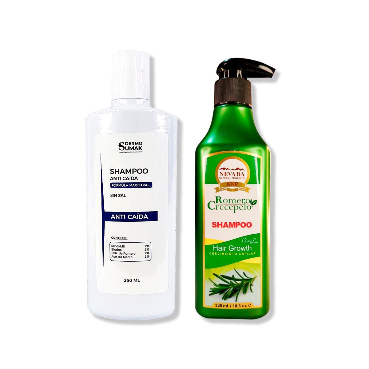 IMPORTADO MC - SHAMPOO ANTICAIDA SIN SAL 250ML + SHAMPOO ROMERO CRECEPELO 320ML