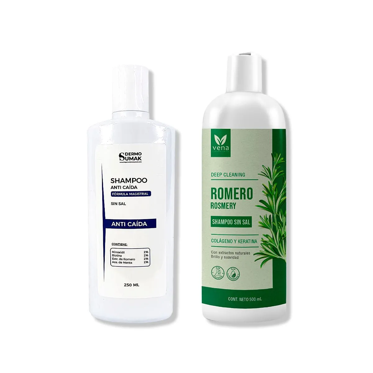 IMPORTADO MC - SHAMPOO ANTICAIDA SIN SAL 250ML + SHAMPOO ROMERO VENA 500ML