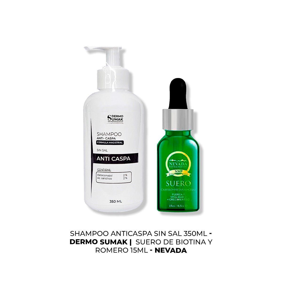 IMPORTADO MC - SHAMPOO ANTICASPA SIN SAL 350ML + SUERO DE BIOTINA Y ROMERO 15ML