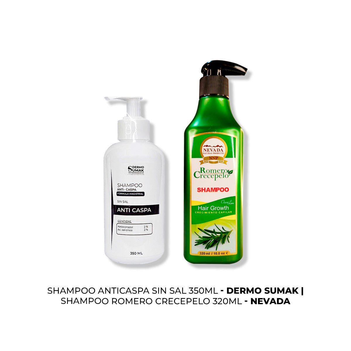 IMPORTADO MC - SHAMPOO ANTICASPA SIN SAL 350ML + SHAMPOO ROMERO CRECEPELO 320ML