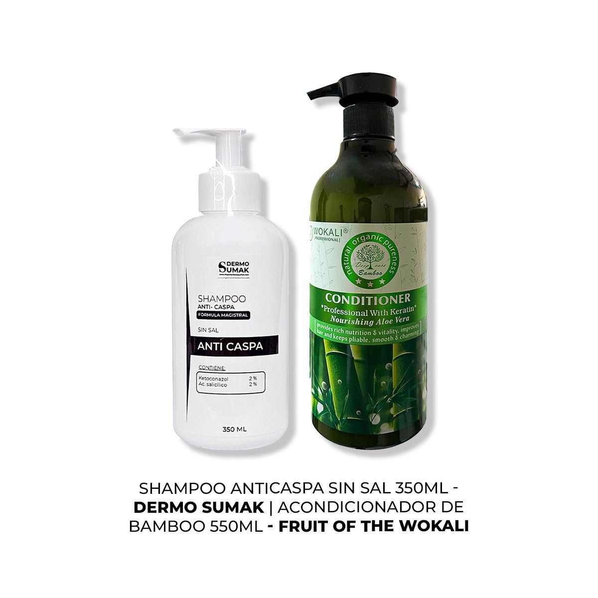 IMPORTADO MC - SHAMPOO ANTICASPA SIN SAL 350ML + ACONDICIONADOR DE BAMBOO 550ML