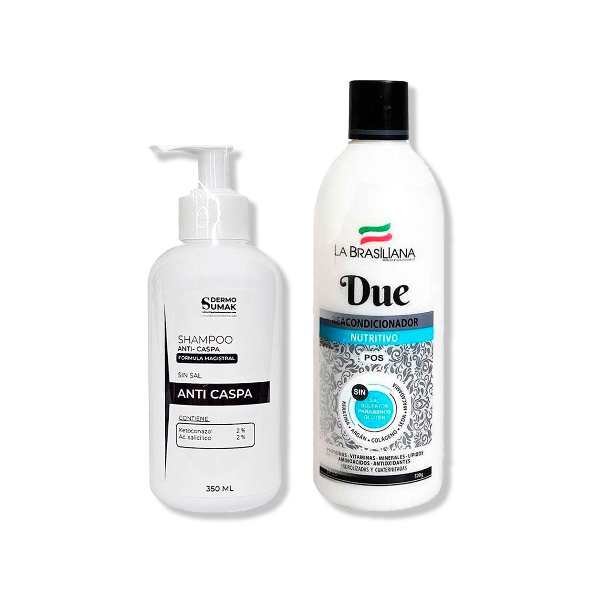 IMPORTADO MC - SHAMPOO ANTICASPA SIN SAL 350ML + REACONDICIONADOR DUE 500GR