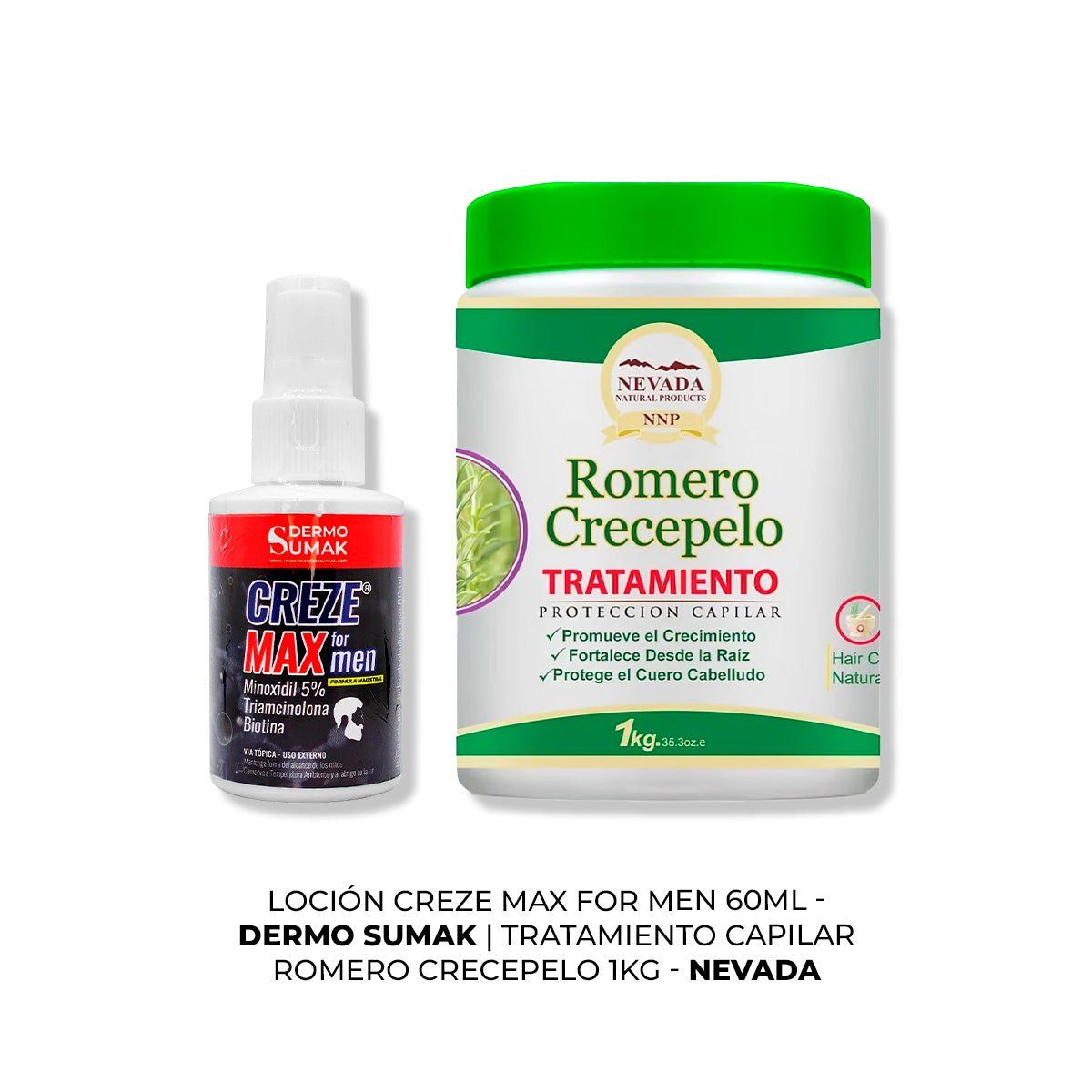 IMPORTADO MC - CREZE MAX FORMEN 60ML + TRATAMIENTO CAPILAR ROMERO CRECEPELO 1KG
