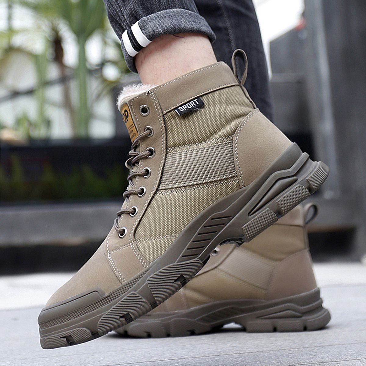 BLWOENS - Zapatos de trekking de invierno para hombres Zapatillas - Verde