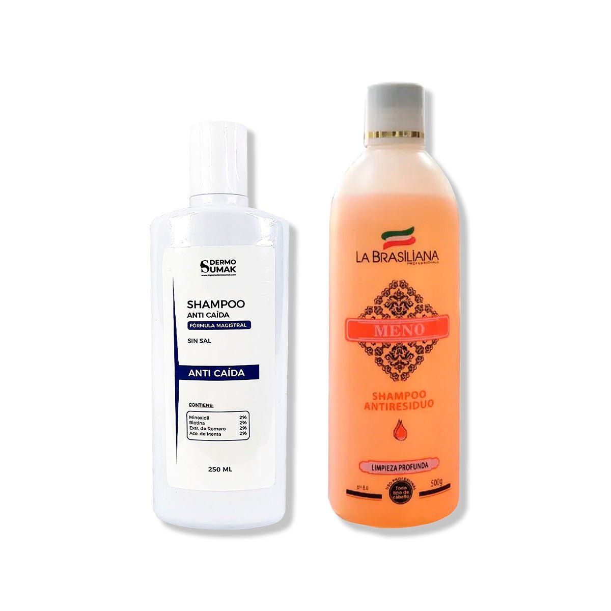 GENERICO - SHAMPOO ANTICAIDA SIN SAL 250ML + SHAMPOO ANTIRESIDUO 500ML