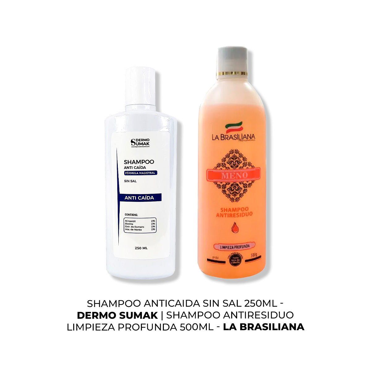GENERICO - SHAMPOO ANTICAIDA SIN SAL 250ML + SHAMPOO ANTIRESIDUO 500ML
