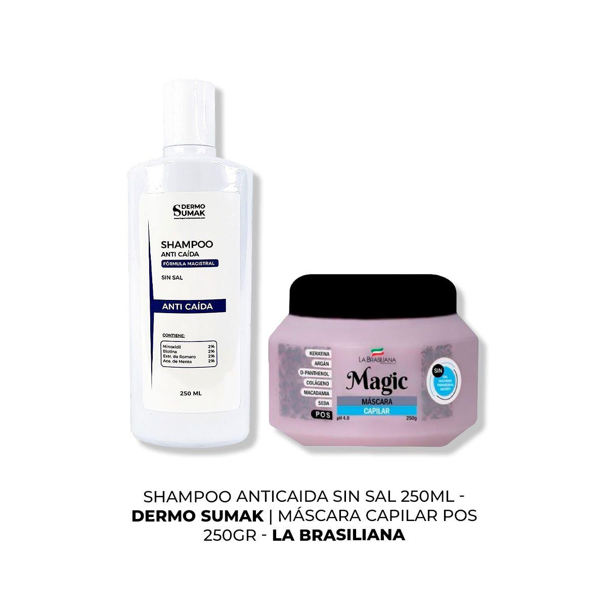 GENERICO - SHAMPOO ANTICAIDA SIN SAL 250ML + MÁSCARA CAPILAR 250GR