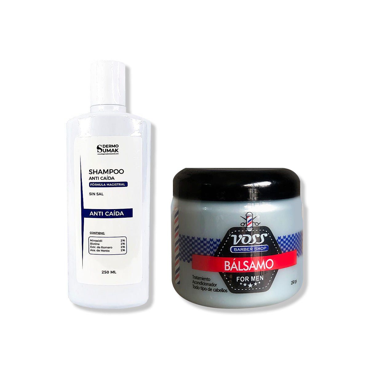 IMPORTADO MC - SHAMPOO ANTICAIDA SIN SAL 250ML + ACONDICIONADOR BÁLSAMO VOSS 250GR