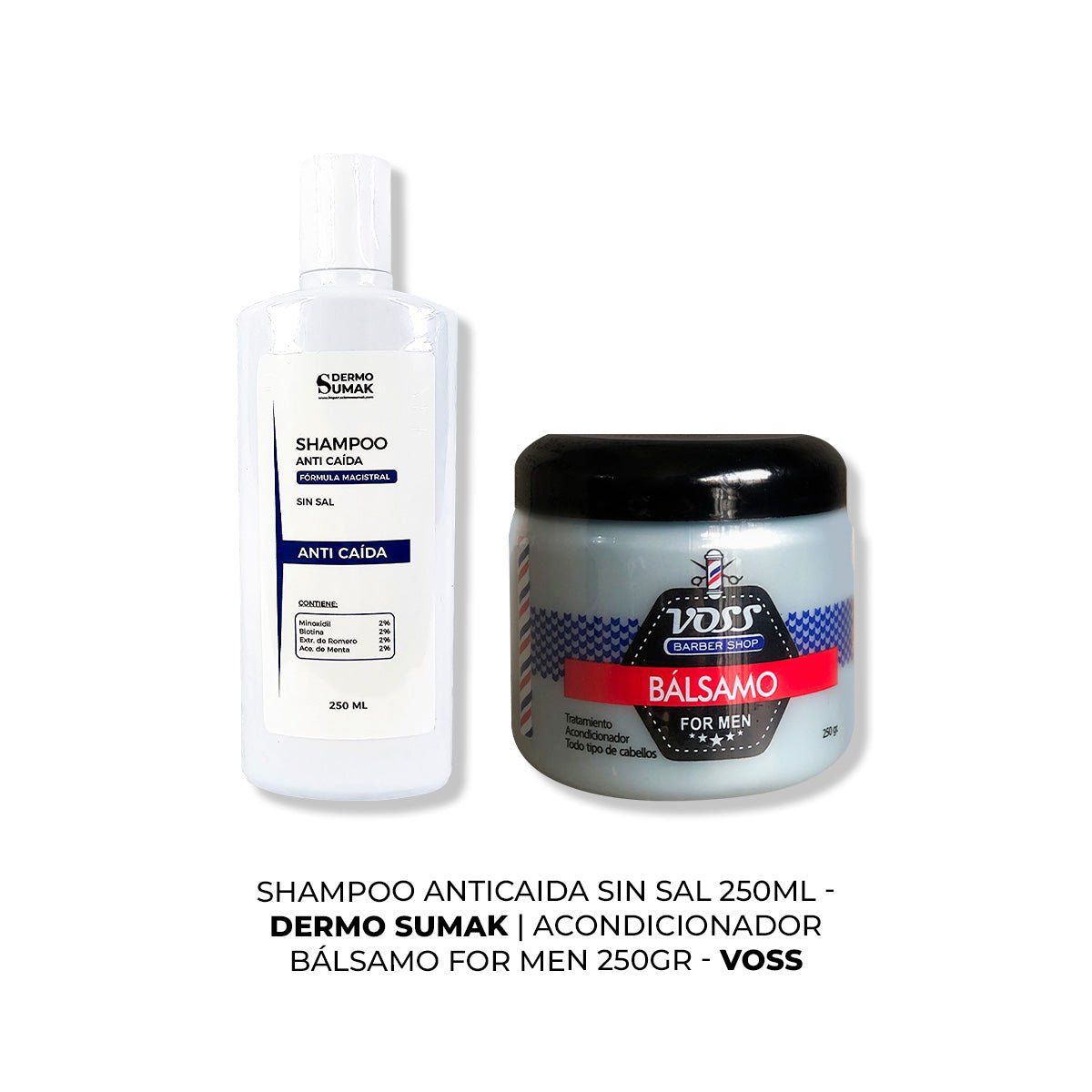 IMPORTADO MC - SHAMPOO ANTICAIDA SIN SAL 250ML + ACONDICIONADOR BÁLSAMO VOSS 250GR