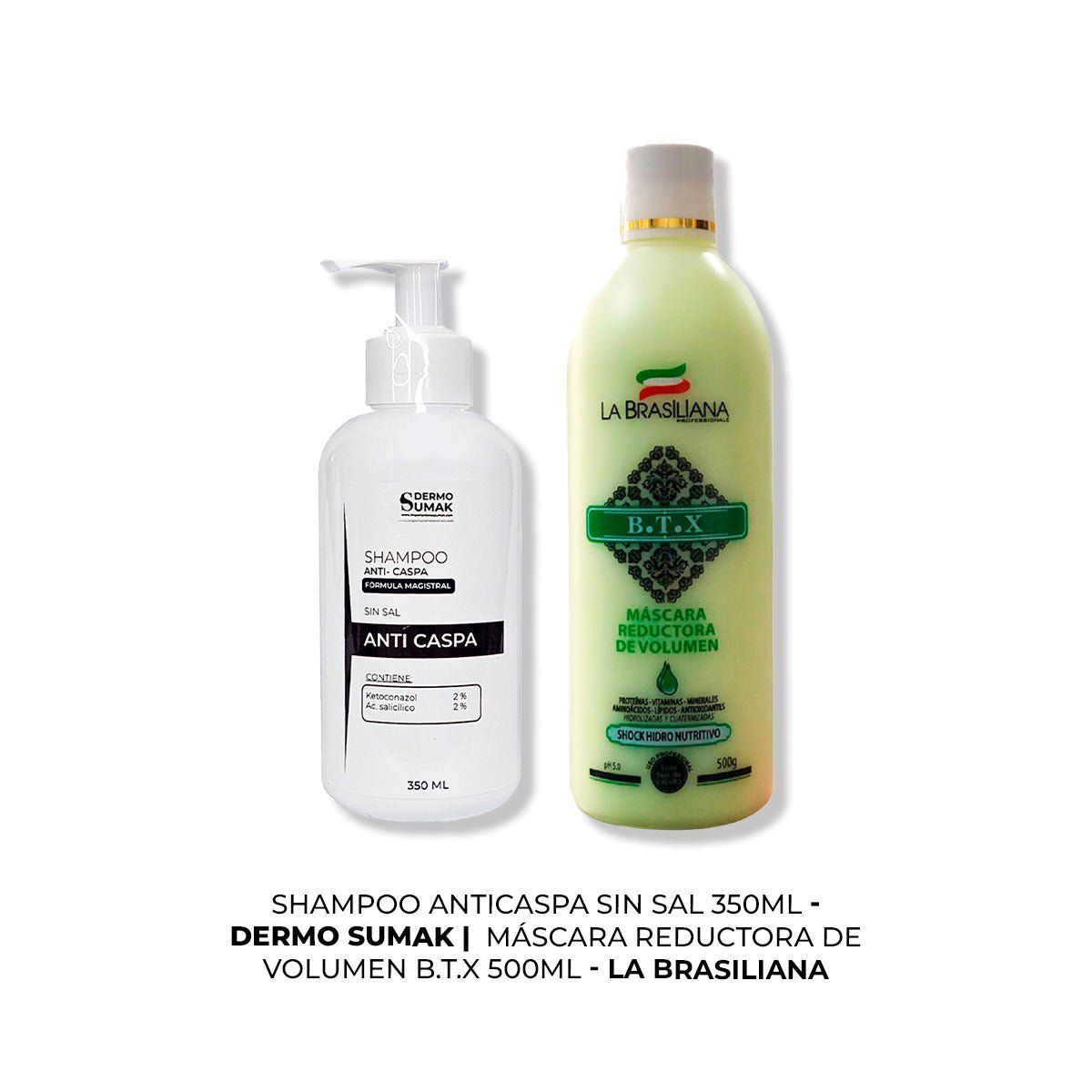 IMPORTADO MC - SHAMPOO ANTICASPA SIN SAL + MÁSCARA REDUCTORA DE VOLUMEN BTX