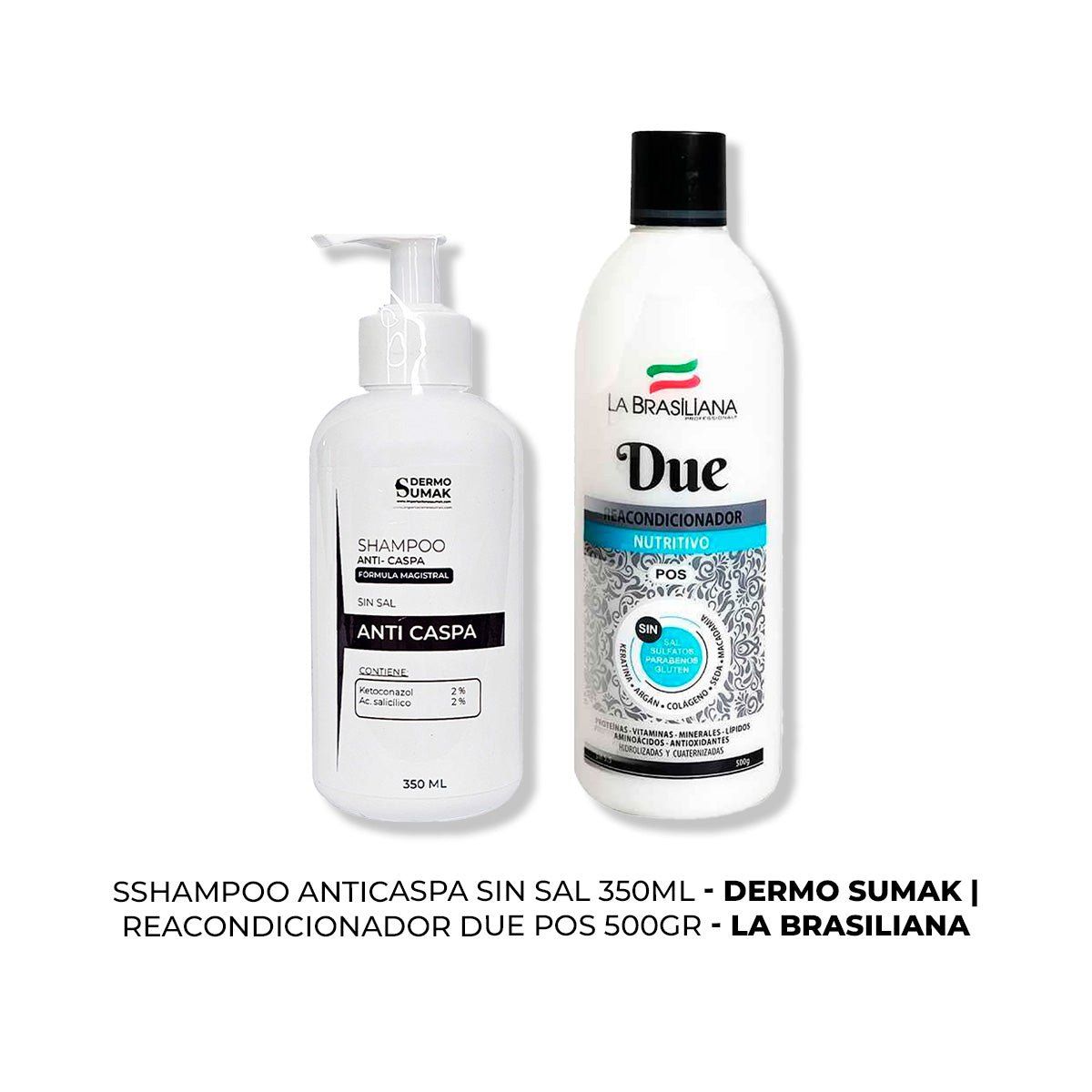 GENERICO - SHAMPOO ANTICASPA SIN SAL 350ML + REACONDICIONADOR DUE 500GR