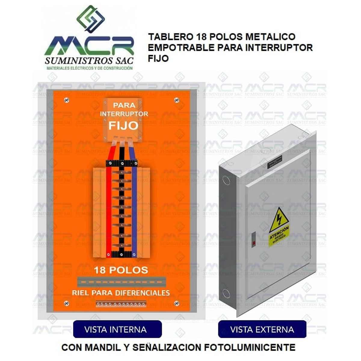 GENERICO - TABLERO 18 POLOS METALICO EMPOTRABLE PARA INTERRUPTOR FIJO
