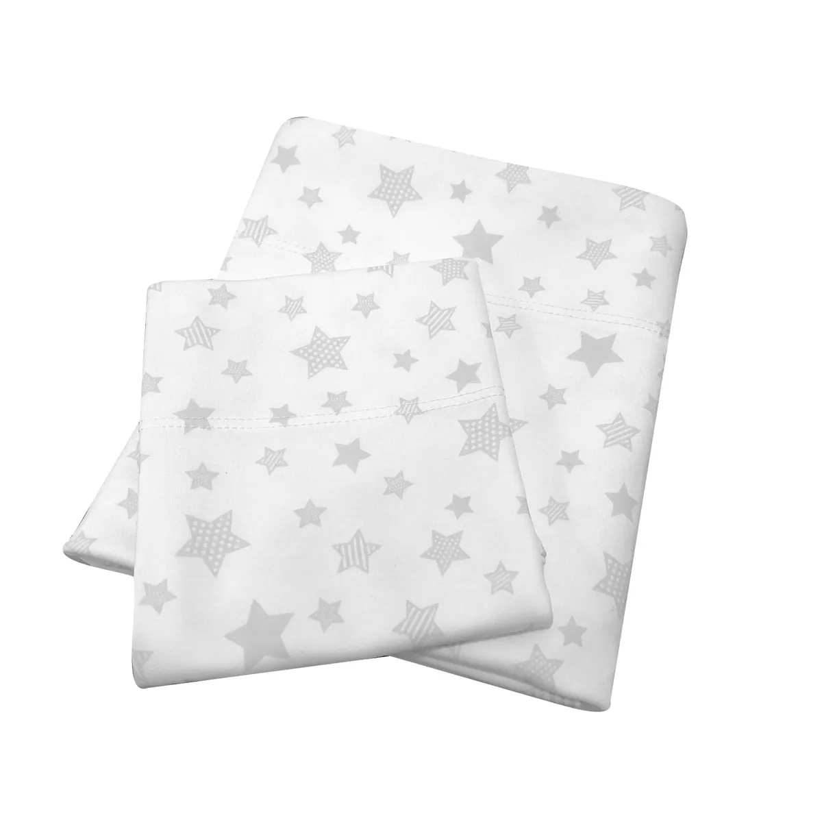 BLAUHOUSE - Sabanas Bebe Pack and Play 100% Algodon Estrellas Grises