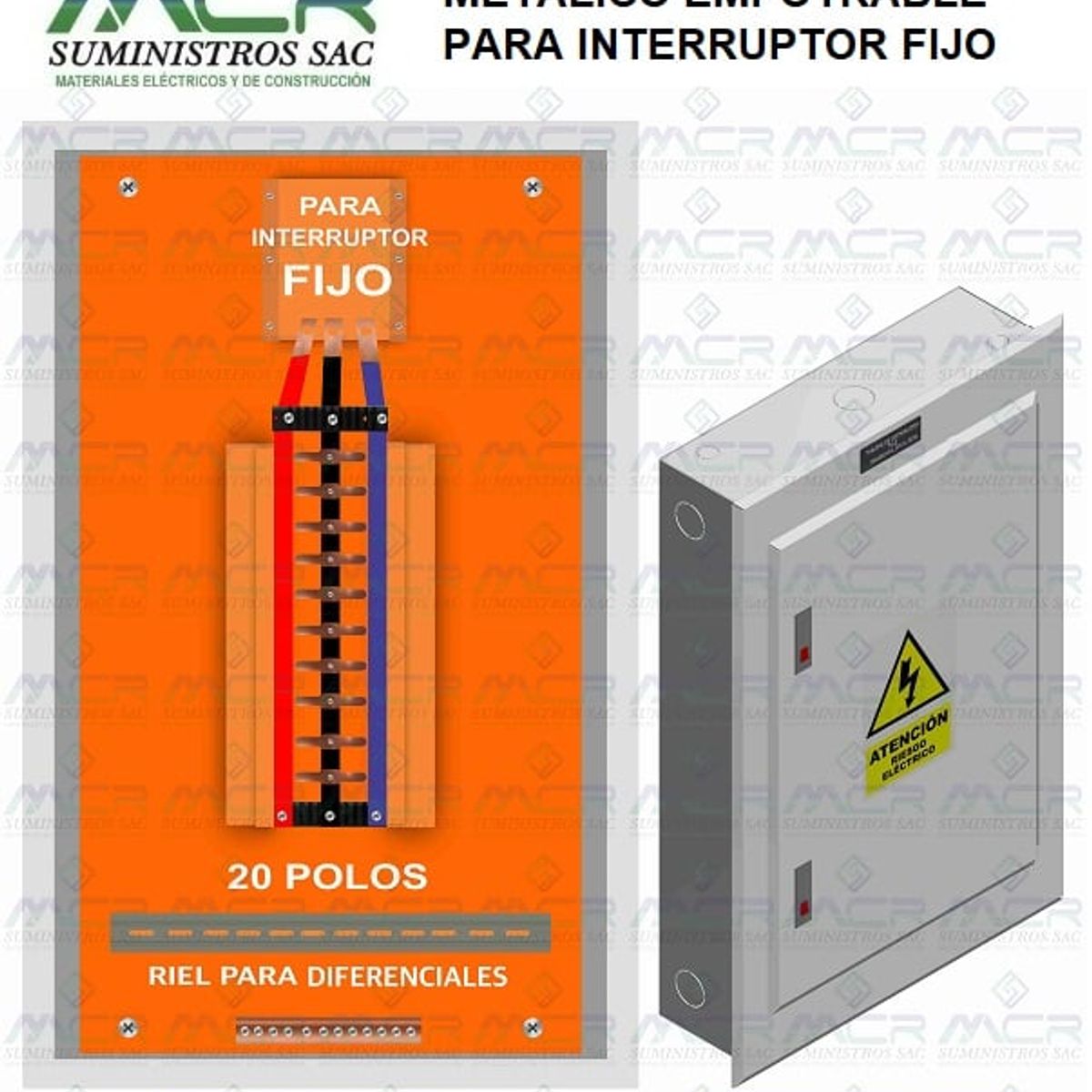 IMPORTADO MC - TABLERO 20 POLOS METALICO EMPOTRABLE PARA INTERRUPTOR FIJO