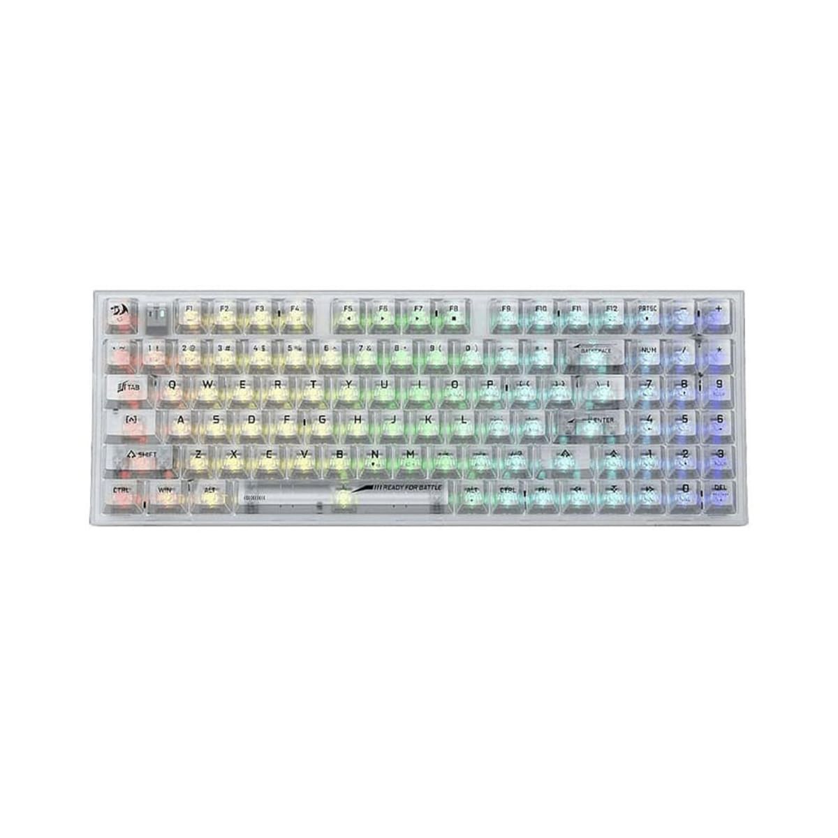 REDRAGON - TECLADO MECANICO REDRAGON POLLUX PRO RGB WIRELESS SW-ICE SILVER BLANCO