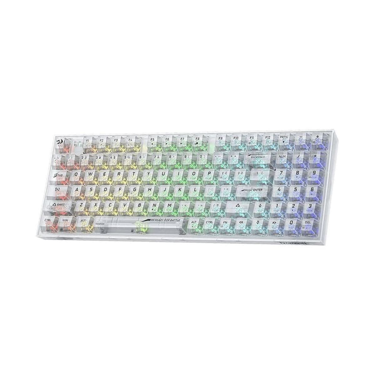 REDRAGON - TECLADO MECANICO REDRAGON POLLUX PRO RGB WIRELESS SW-ICE SILVER BLANCO