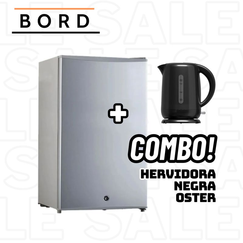 BORD - FRIGOBAR BORD 93 L SILVER - MI120S-M + HERVIDOR OSTER NEGRO