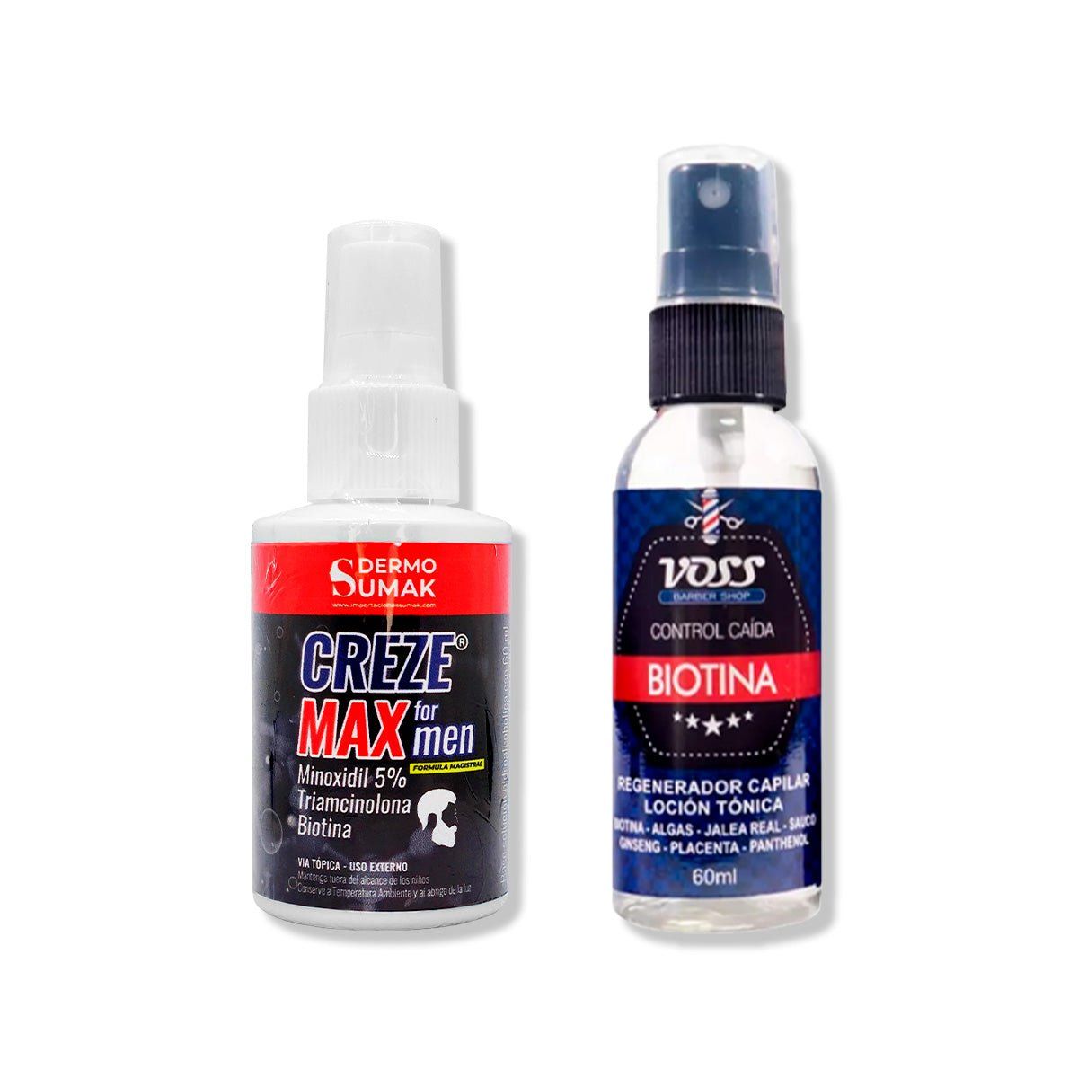 IMPORTADO MC - LOCIÓN CREZE MAX FORMEN 60ML + BIOTINA CONTROL DE CAIDA VOSS 60ML