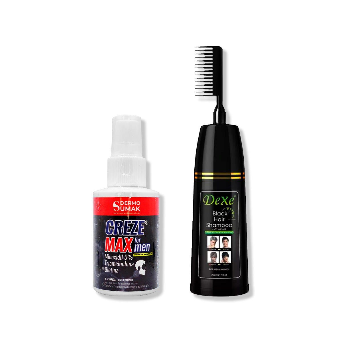 IMPORTADO MC - LOCIÓN CREZE MAX FORMEN 60ML + SHAMPOO TINTE NEGRO VERSIÓN PEINE 200ML
