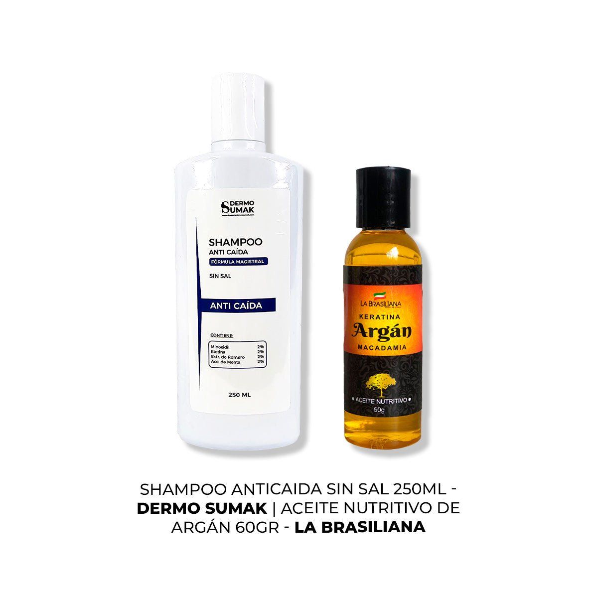 GENERICO - SHAMPOO ANTICAIDA SIN SAL 250ML + ACEITE NUTRITIVO DE ARGÁN 60GR