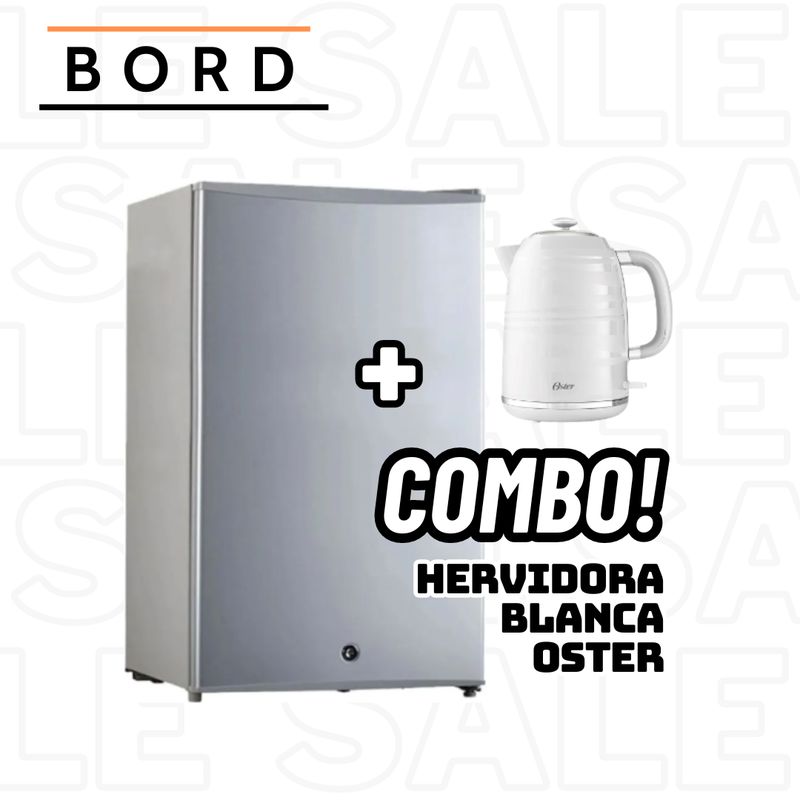 BORD - FRIGOBAR BORD 93 L SILVER - MI120S-M + HERVIDOR OSTER BLANCO