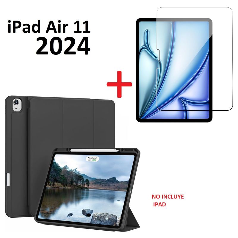GENERICO - Funda Smart + Mica Vidrio para iPad Air 11 M2 2024 A2902 A2903 A2904