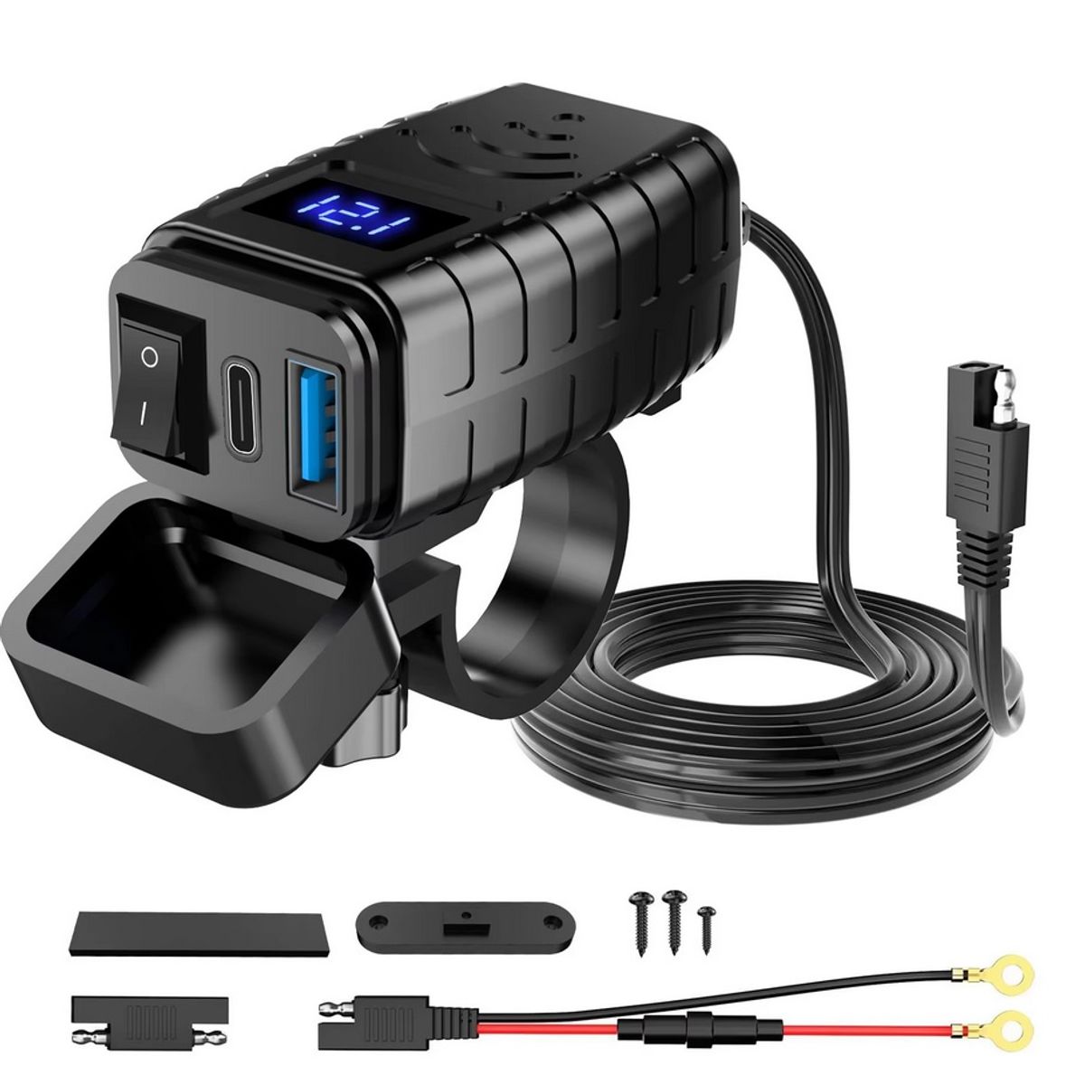 OEM - Cargador Para Moto tipo C y USB - 48W QC3 - Acoplable De Timon