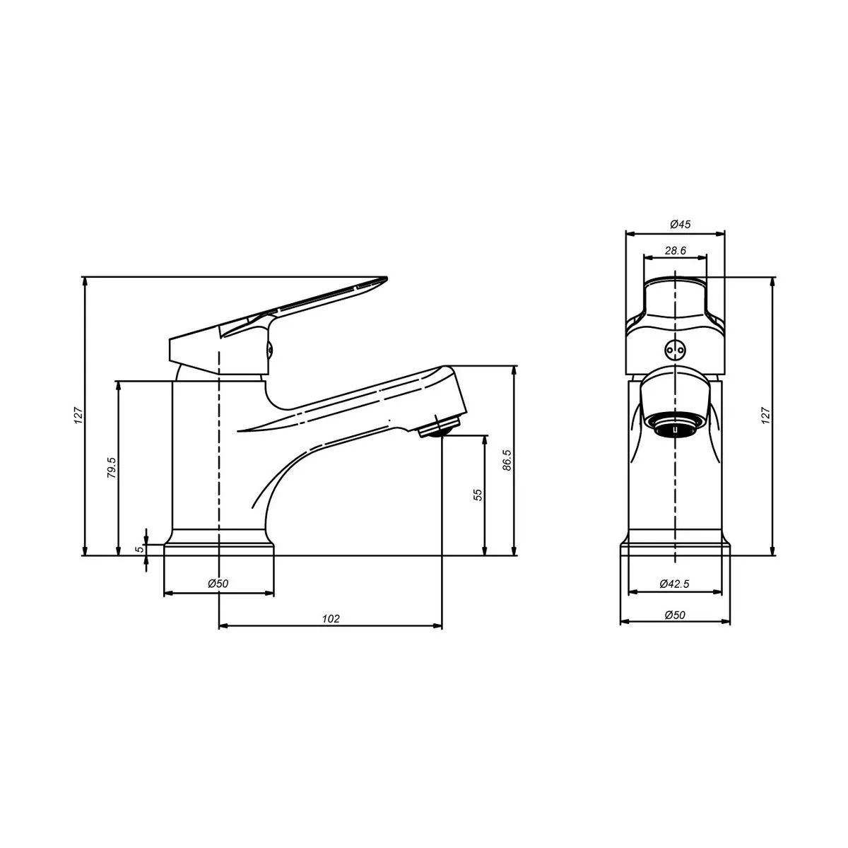 ITALGRIF - Mescladora Monocomando para Baño Bronce Cromado