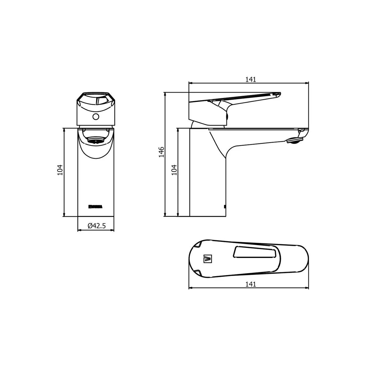 VAINSA - Mescladora Monocomando para Baño Bronce Cromado Vainsa