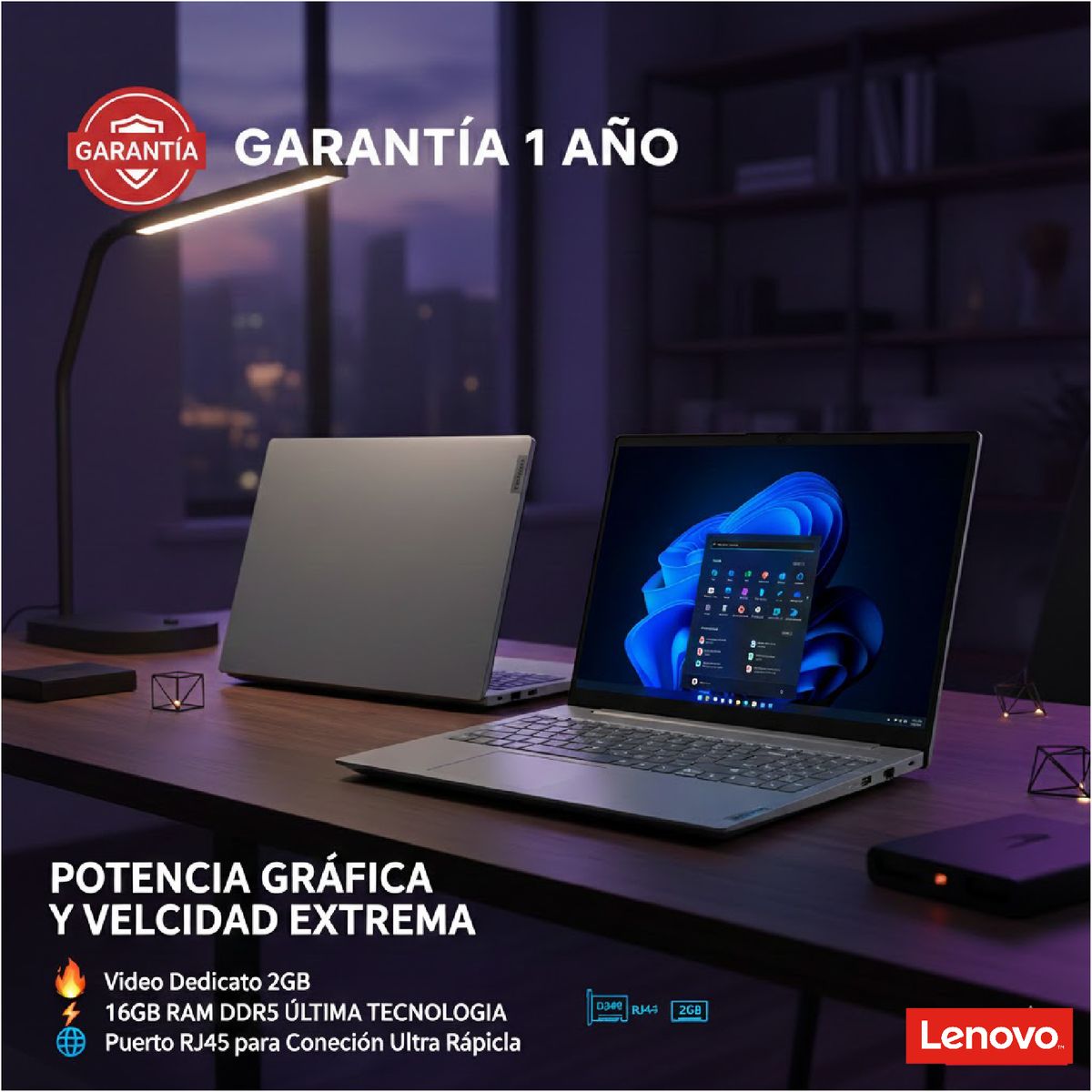 LENOVO - Laptop LENOVO V15 G4 AMN Ryzen 5-7520U Pantalla 15.6" FHD  16GB 512GB Windows 11