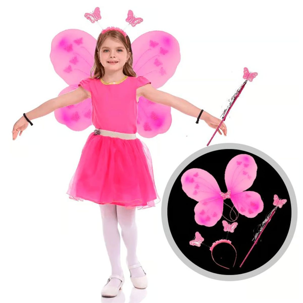 GENERICO - Alita Mariposa Incluye Alita Diadema Varita Rosado