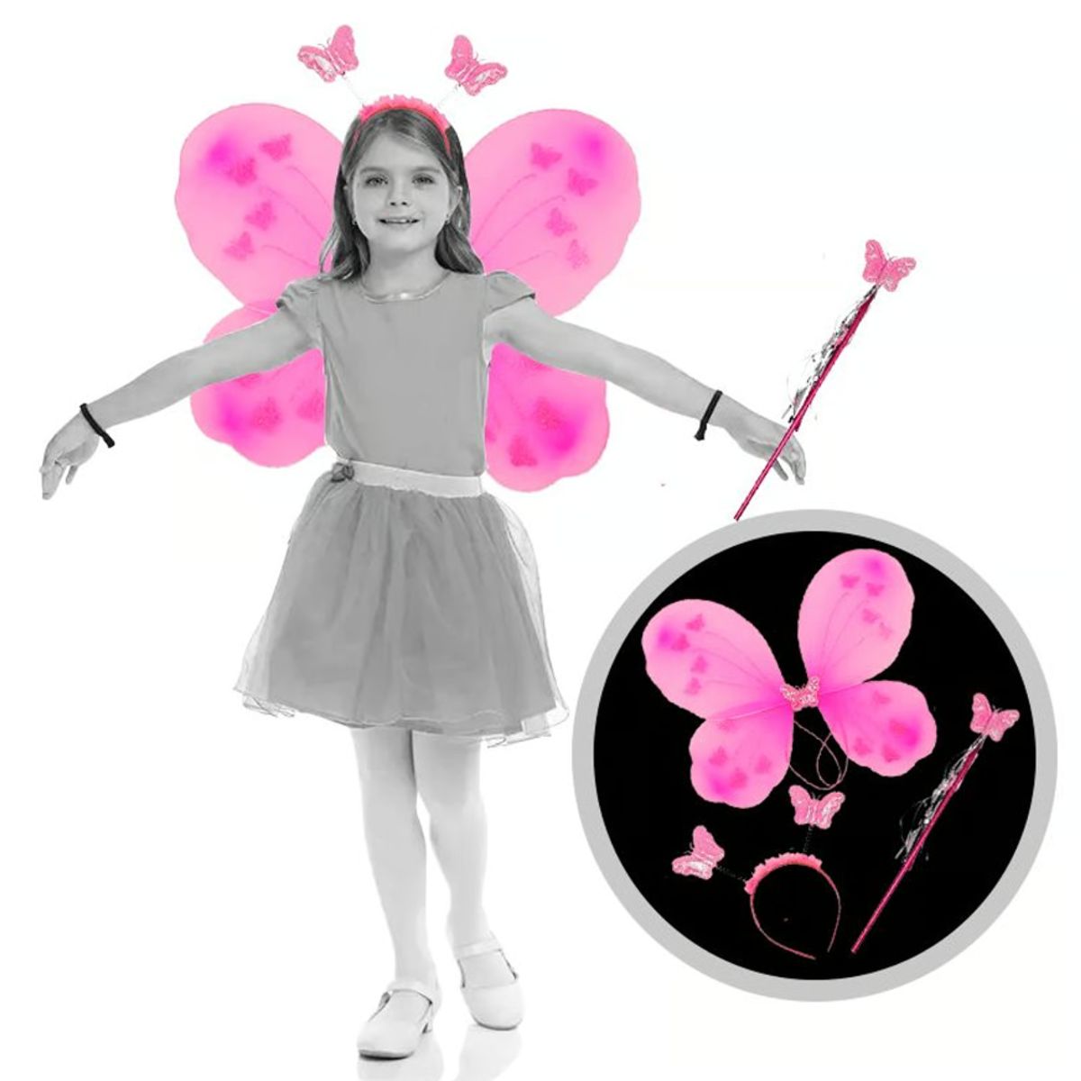 GENERICO - Alita Mariposa Incluye Alita Diadema Varita Rosado