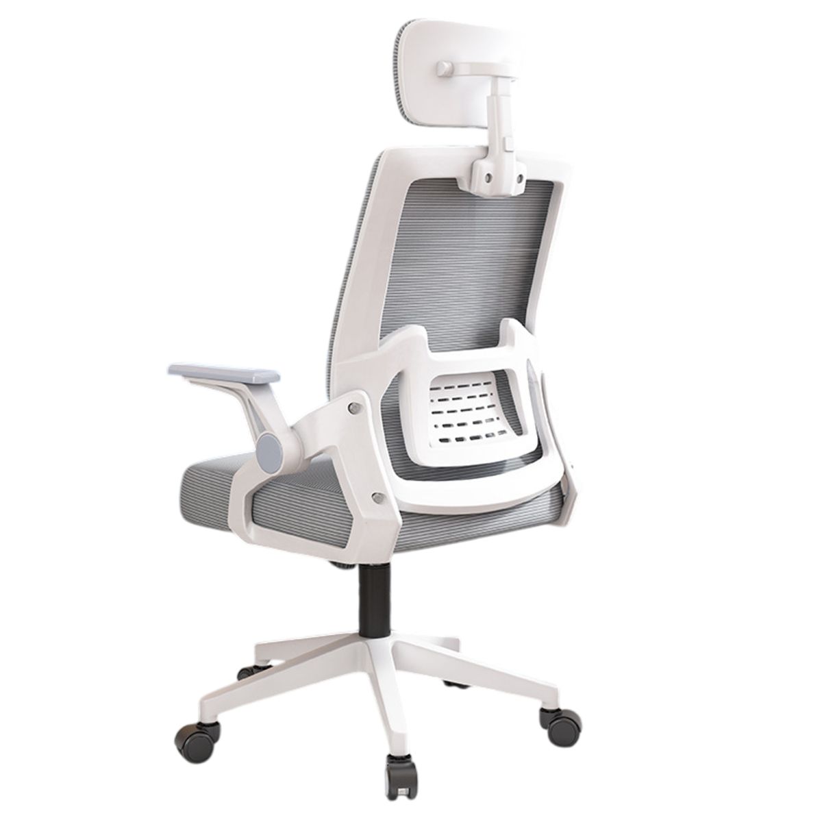 GENERICO - Silla Ejecutiva Giratoria Reposa Cuello Ajustable Soporte Lumbar Gris