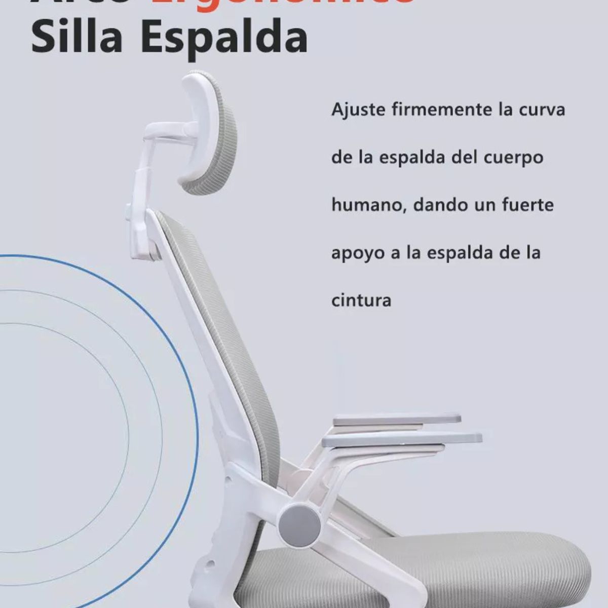 GENERICO - Silla Ejecutiva Giratoria Reposa Cuello Ajustable Soporte Lumbar Gris