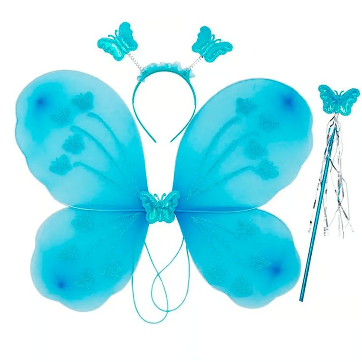 GENERICO - Alitas Mariposa Incluye Alita -Diadema - Varita Celeste