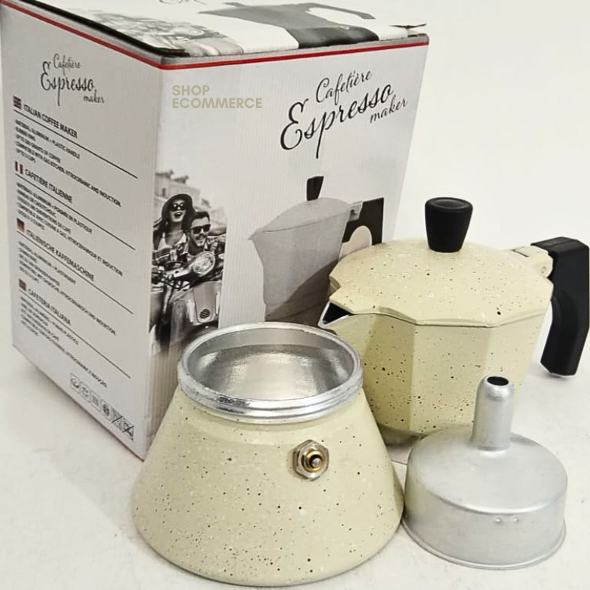 GENERICO - Cafetera moka italiana bañaba en granito 3 tz