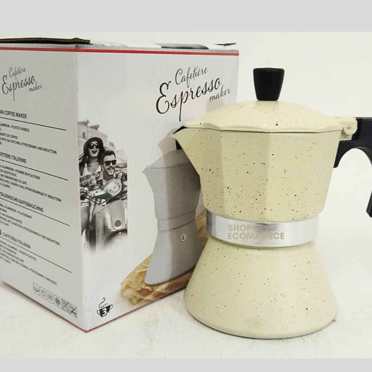 GENERICO - Cafetera moka italiana bañaba en granito 3 tz