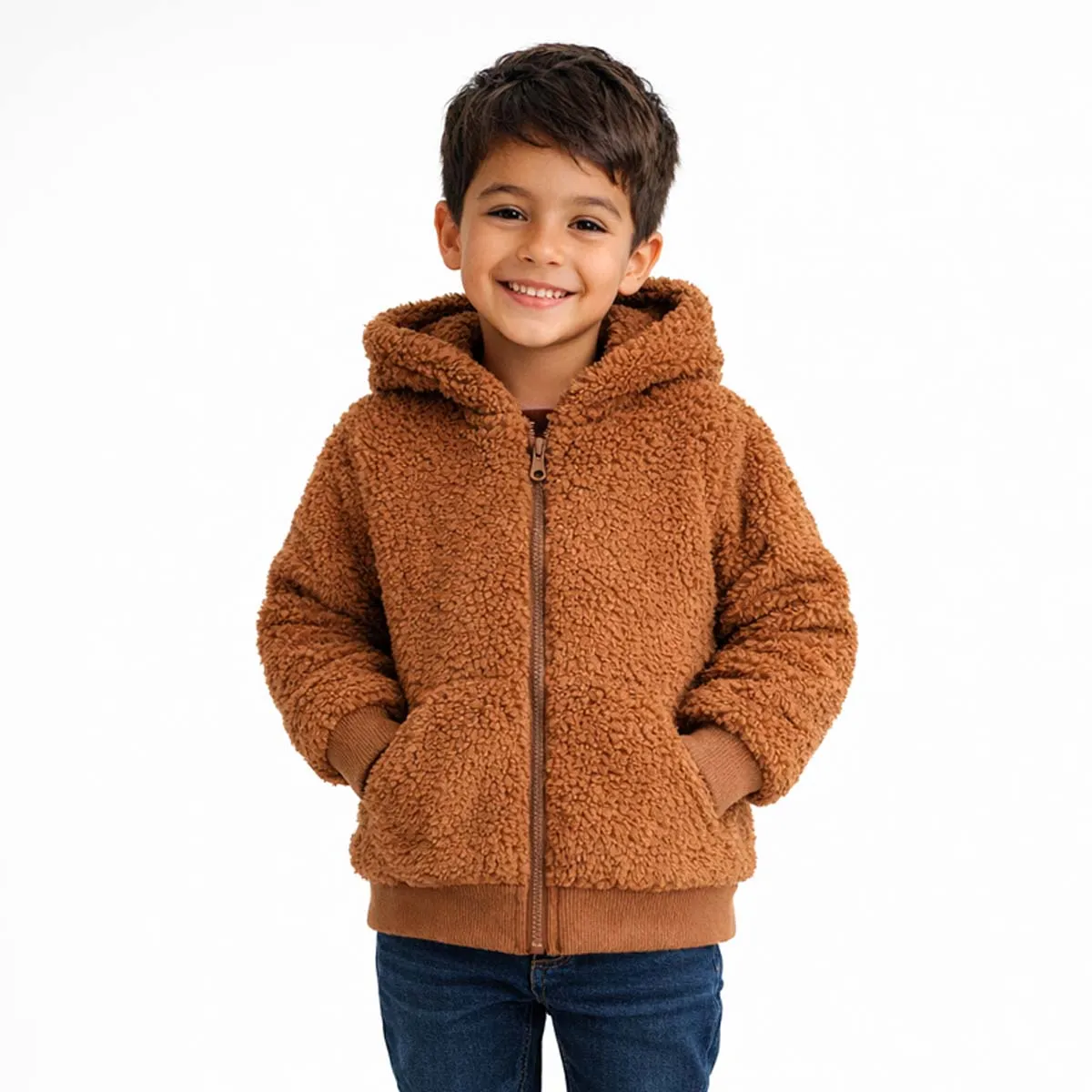 TIFANTI - Casaca de peluche Unisex para niño o niña Camel