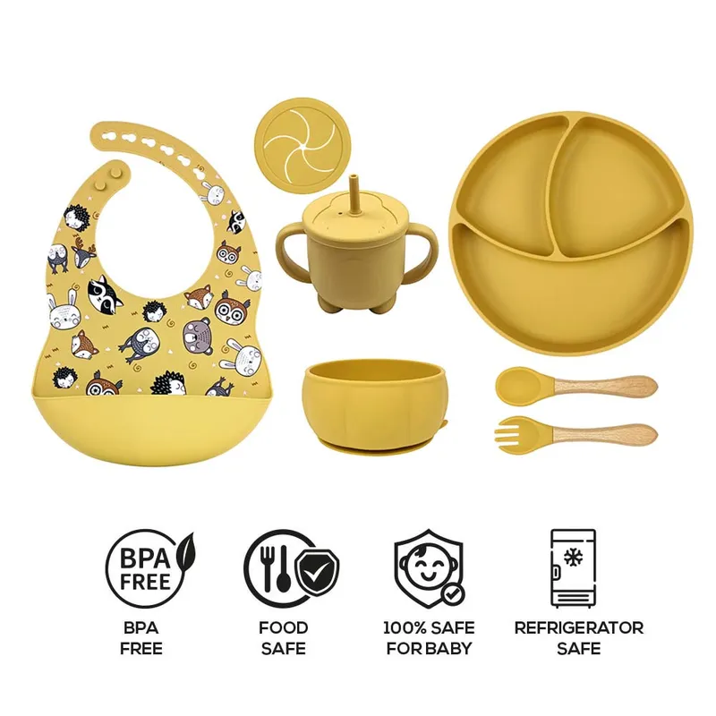 BABYKISS - SET DE PLATOS DE SILICIONA PARA BEBES AMARILLO
