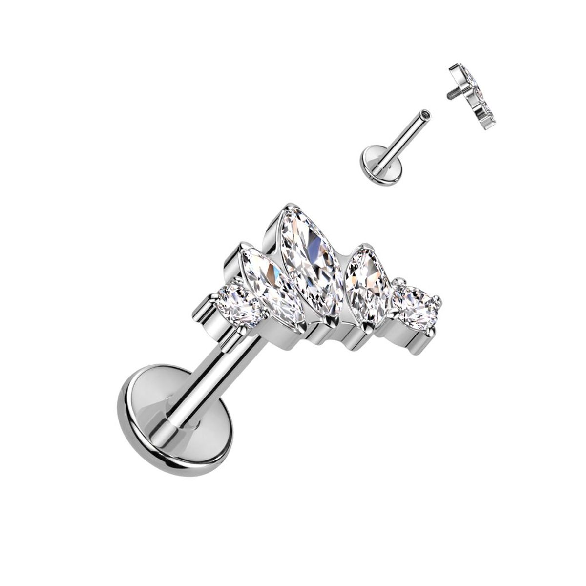 ADR JOYERIA CORPORAL - Piercing Coronita Zircon Titanio Labret ADR Joyería Corporal