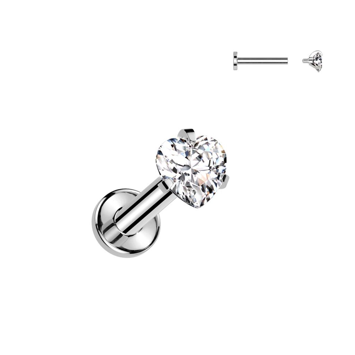ADR JOYERIA CORPORAL - Piercing Corazón Zircon Titanio Labret ADR Joyería Corporal